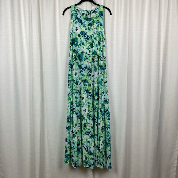 Torrid Green Watercolor Floral Gauze Halter Tiered Maxi Dress Sz.2 NWT - Picture 5 of 16